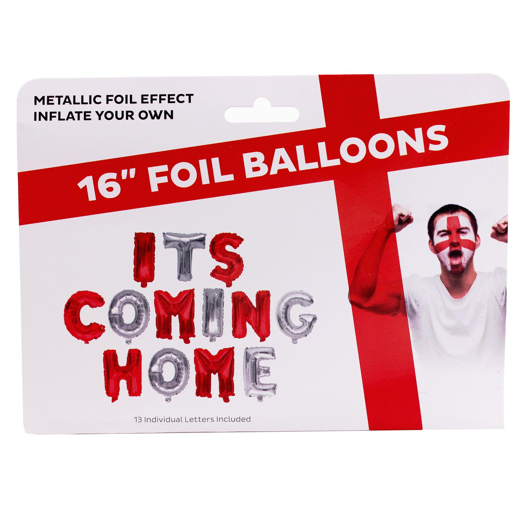 Football Its Coming Home Balloons 16 Inch Red and Silver Inflate Your Own
