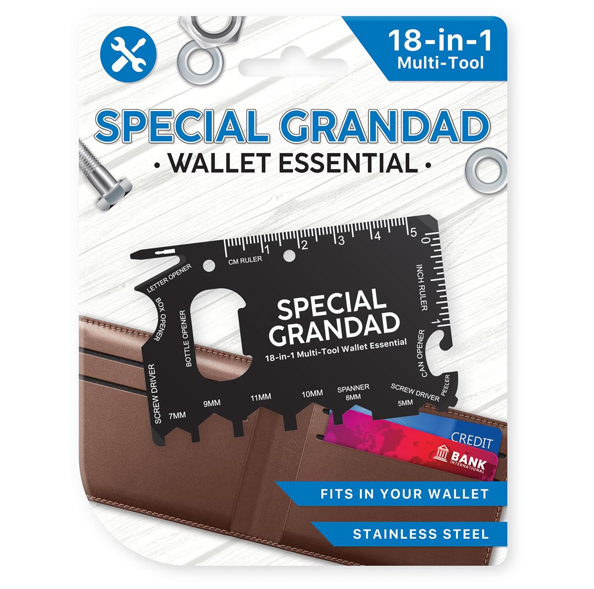 Special Grandad Multi-tool Wallet Essential 18 in 1 Stainless Steel Card