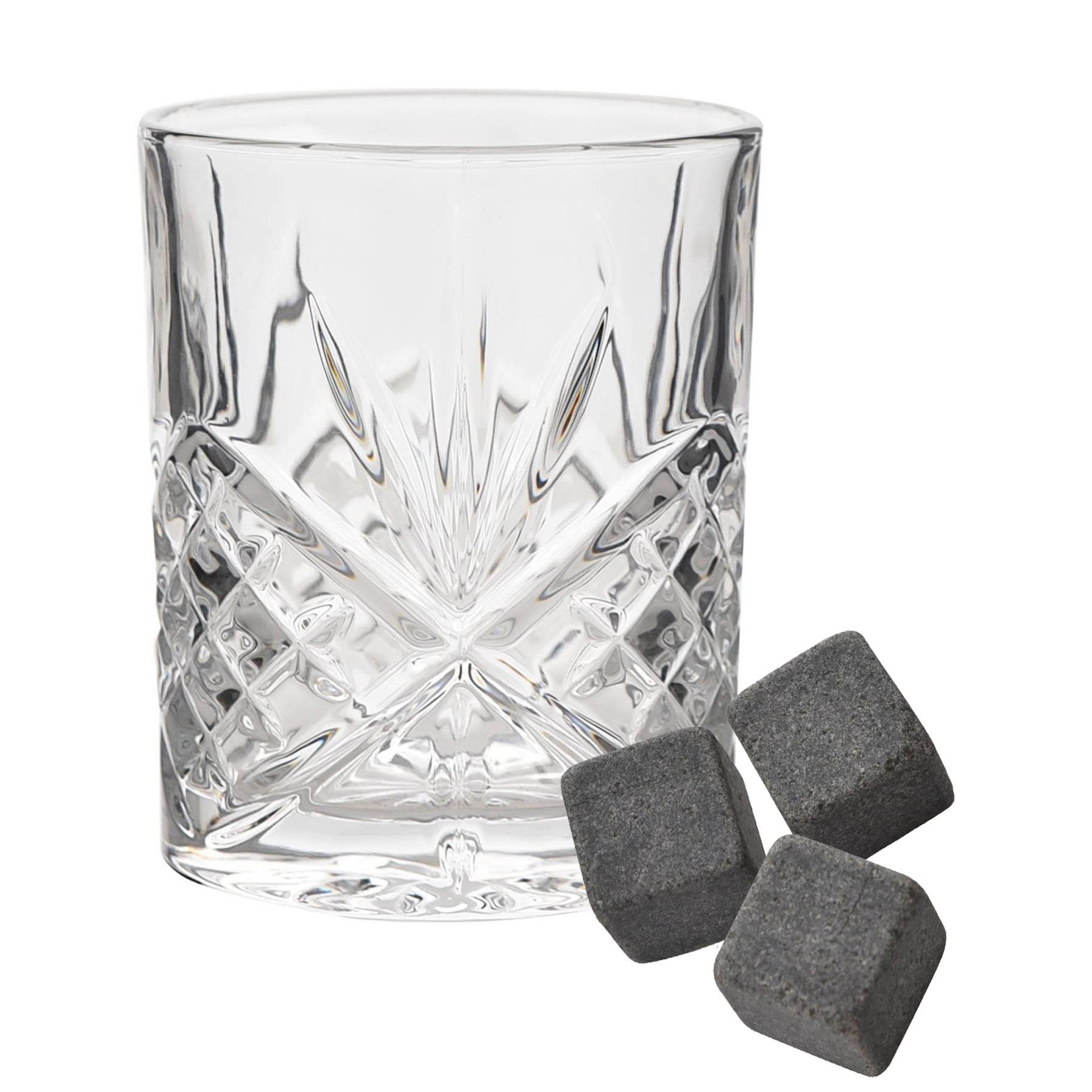 Whisky Glass and Stones Set with Wooden Box