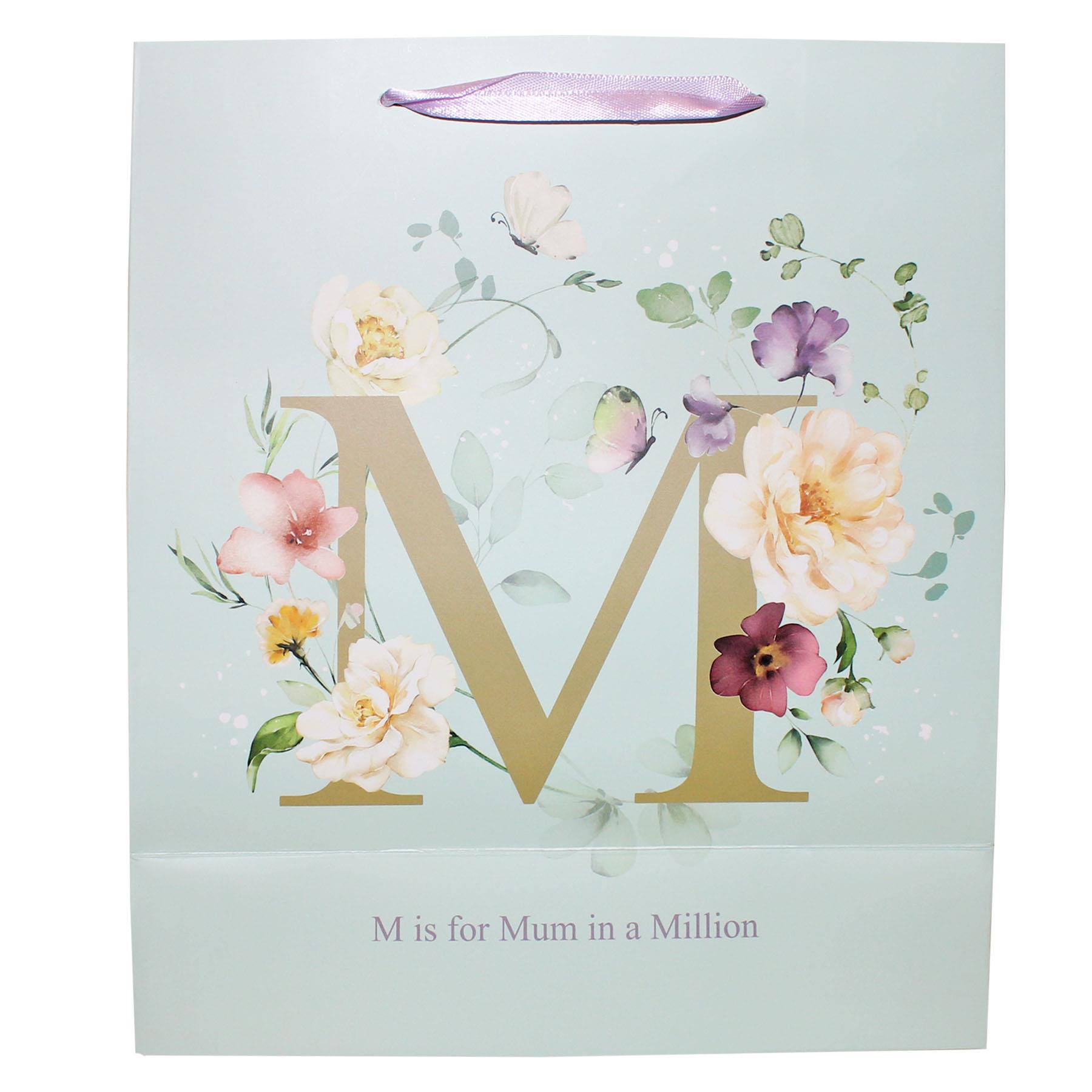 image450535020.jpg M is for Mum Floral Gift Bag with Tag 25.5cm x 21.5cm