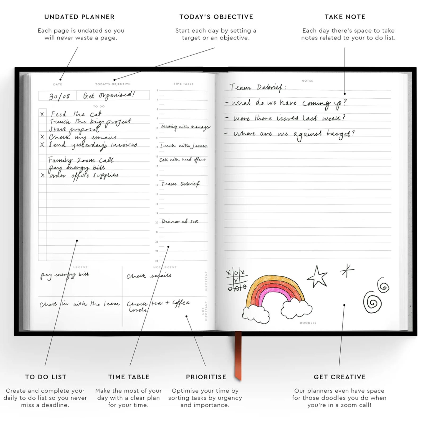 Cath Kidston A5 Daily Planner Undated Diary - Garden Print