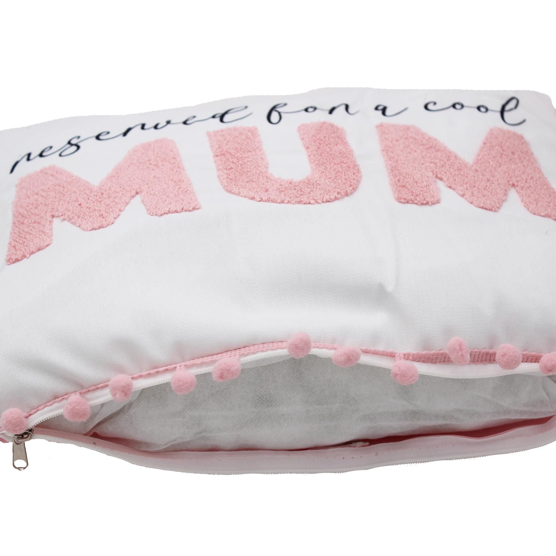 Cushion 40cm x 30cm "Reserved for a Cool Mum" Pink and White Mother's Day Gift
