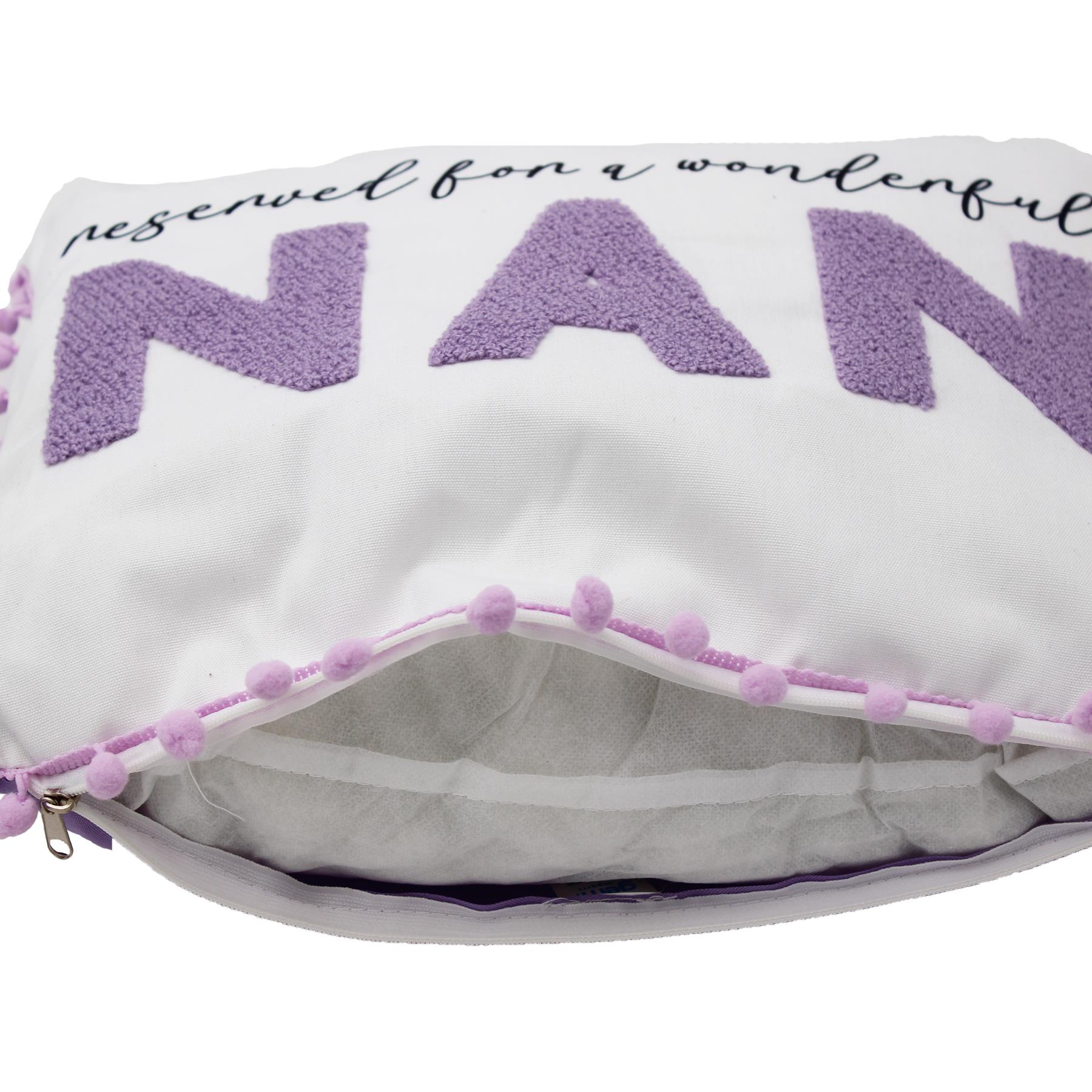 Cushion 40cm x 30cm "Reserved for Nan" Purple and White Mother's Day Gift