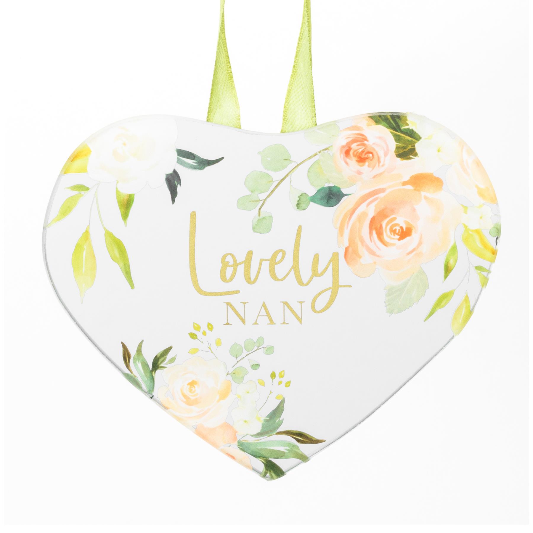image450537003.jpg Floral Mirror Glass Hanging 'Heart' Plaque Gift - Lovely Nan