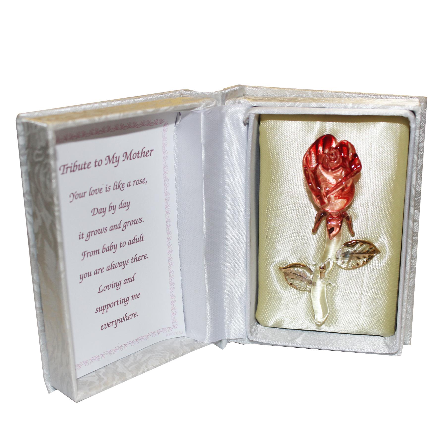 image450537167.jpg Glass Rose Ornament Tribute to my Mother Gift Boxed with Verse