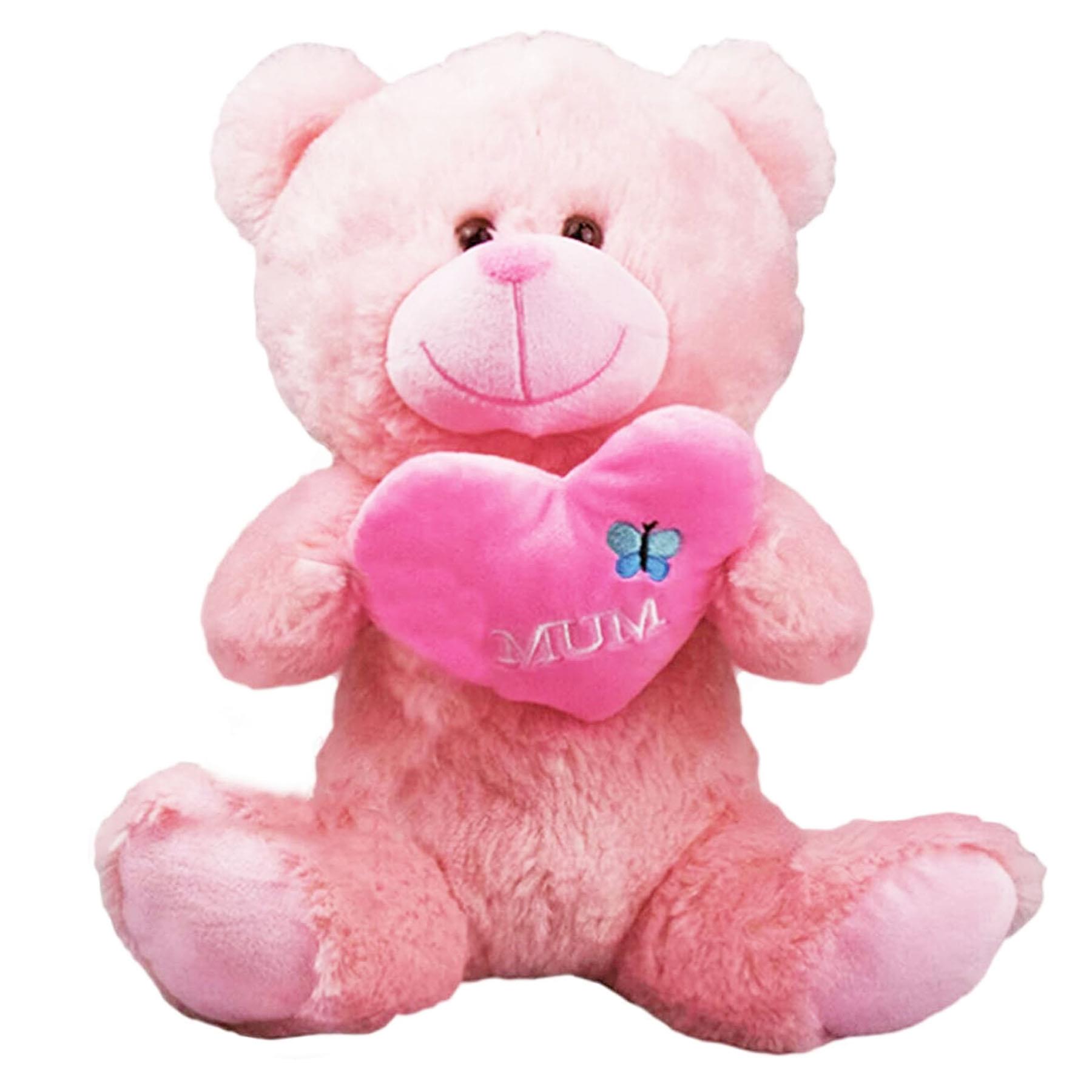 Mothers Day Mum Teddy Bear with Heart Pink 30cm