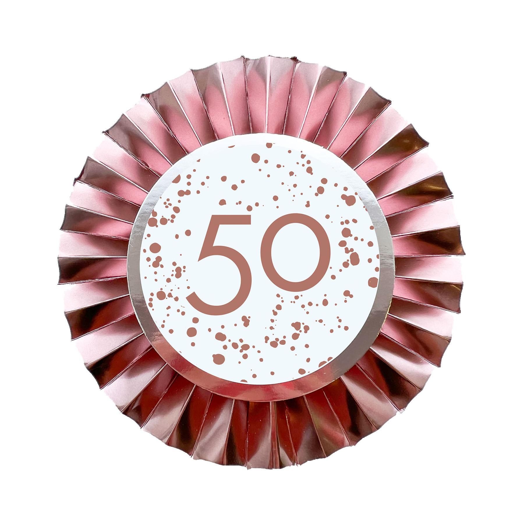 image450545111.jpg Rose Gold '50' 50th Birthday Party Pin Badge 12cm