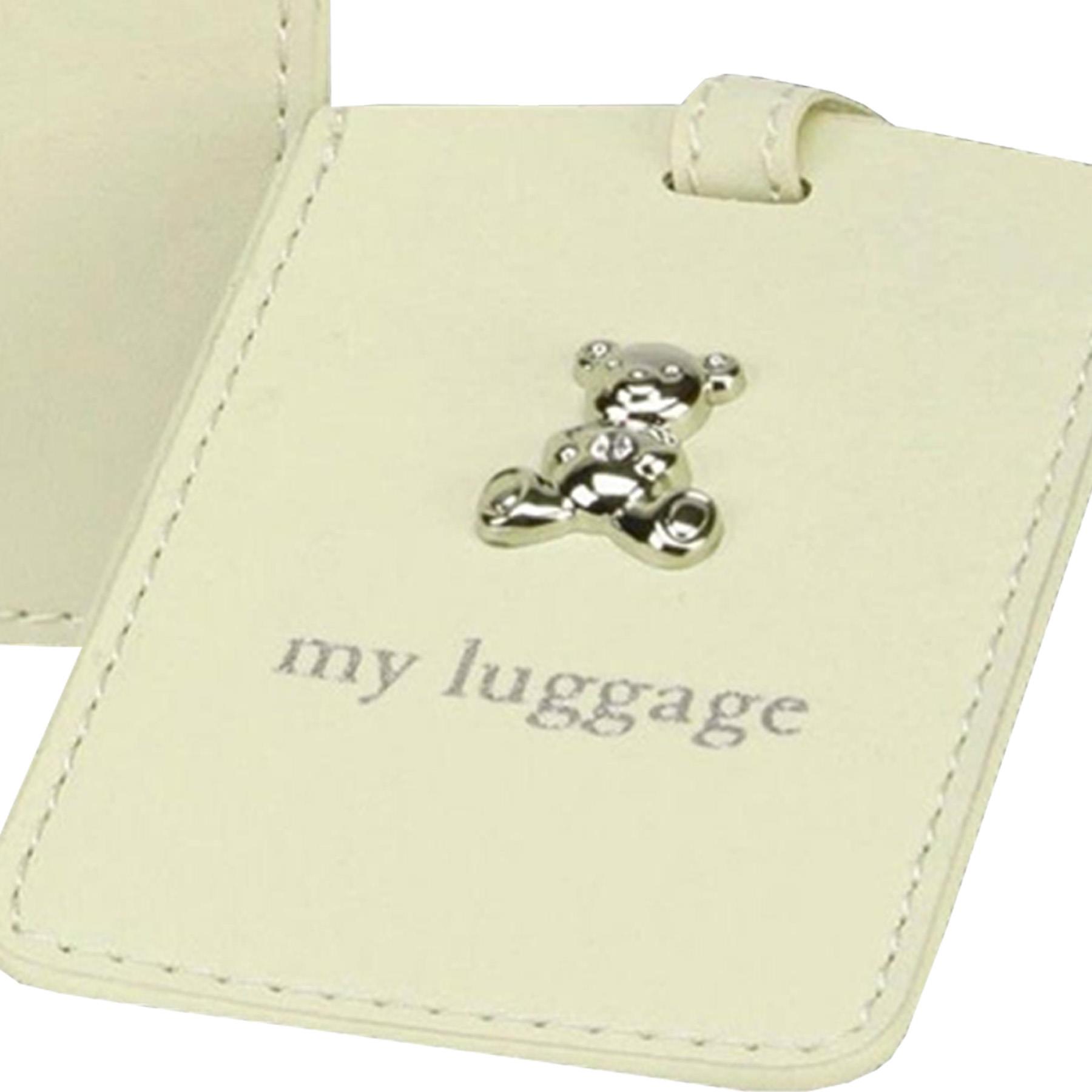 Baby's My First Passport Cover and Luggage Tag Set Teddy Bear Design - Cream