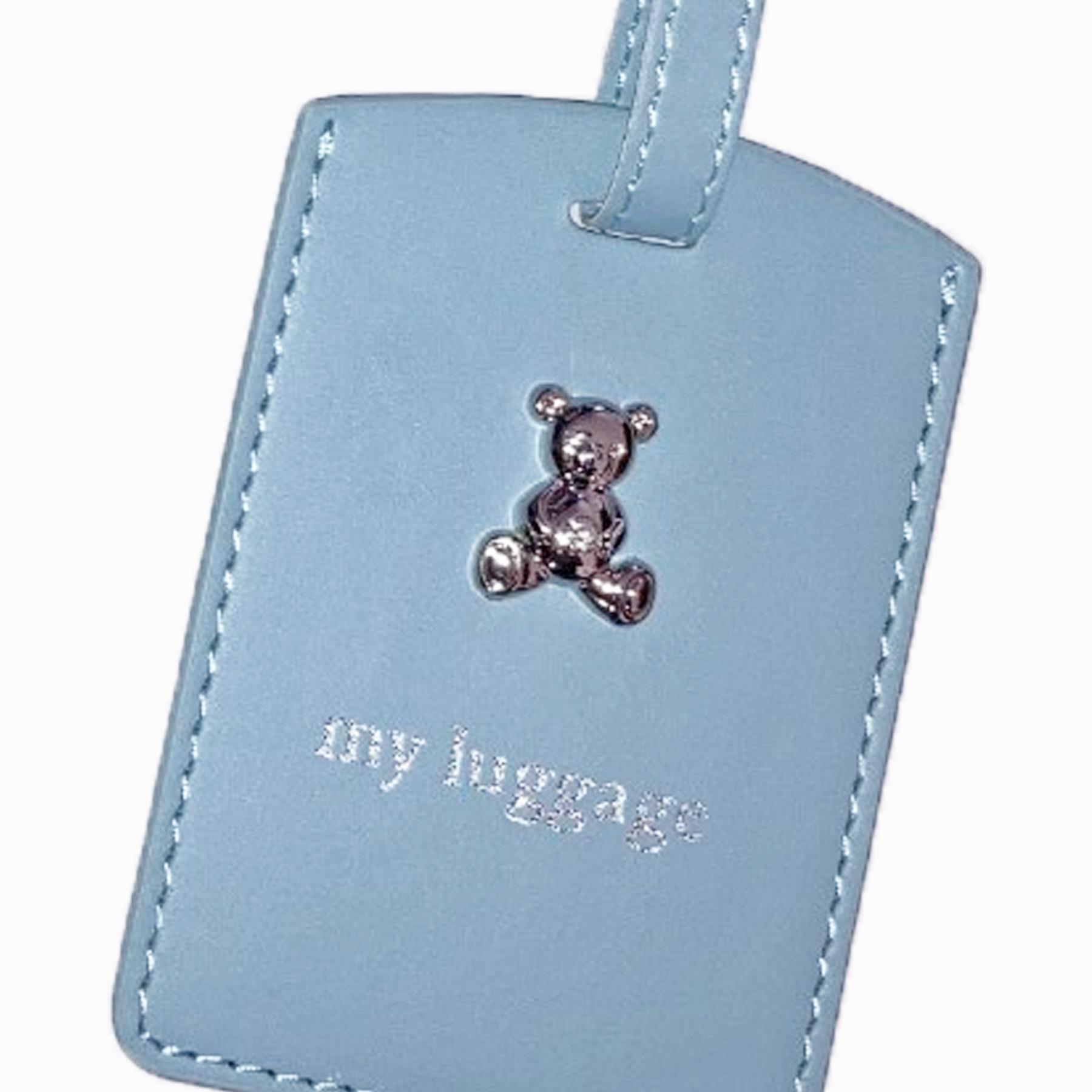 Baby's My First Passport Cover and Luggage Tag Set Teddy Bear Design - Blue
