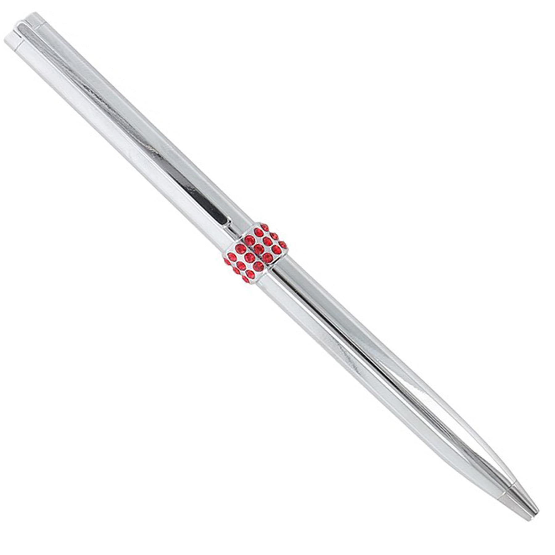 40th Anniversary Pen in Gift Boxed Silver Colour with Red Crystals Black Ink