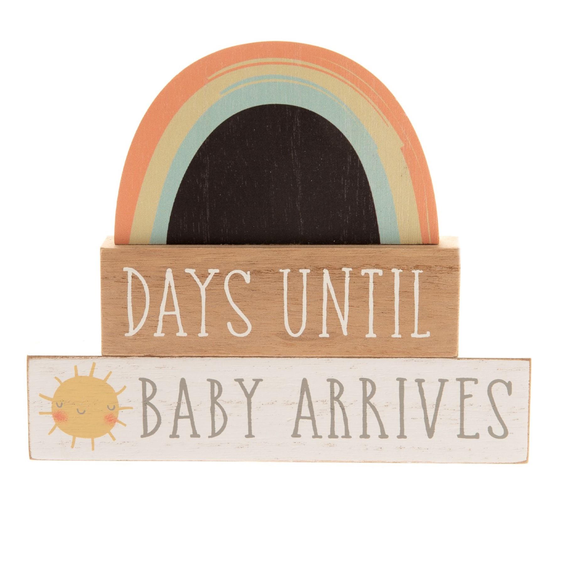 Baby Countdown Plaque with Chalk - Rainbow / Sun