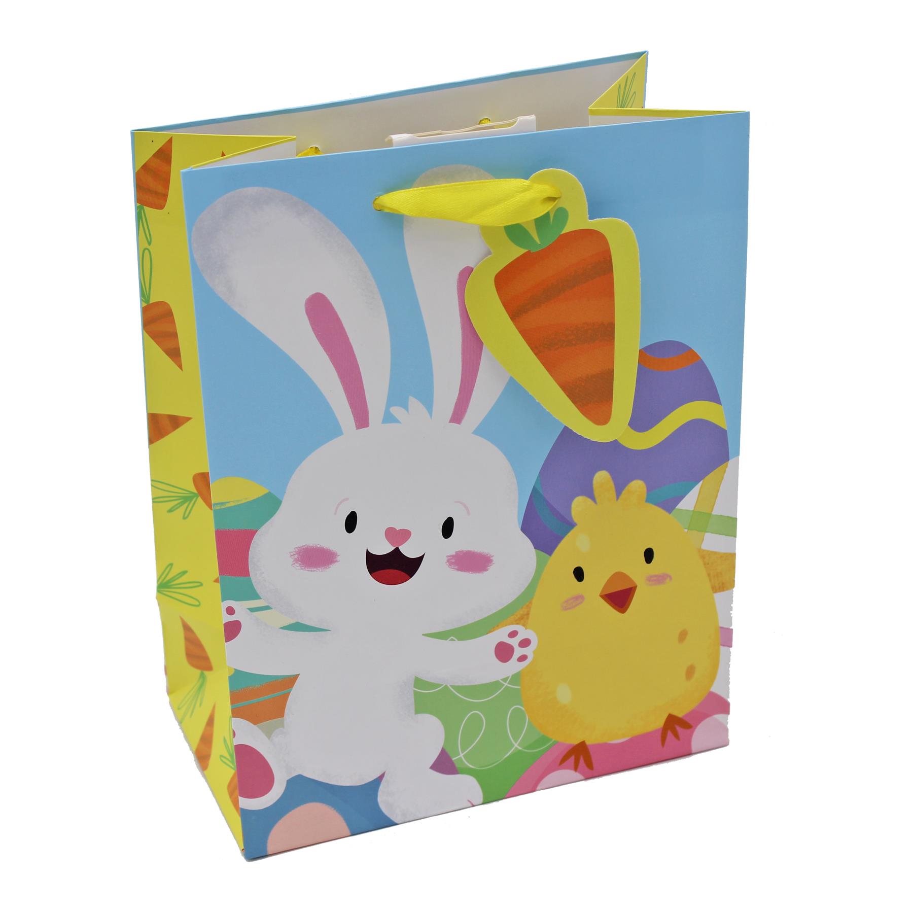 Easter Gift Bags with Tags 2 Pack 23cm x 18cm Happy Easter Mix Designs