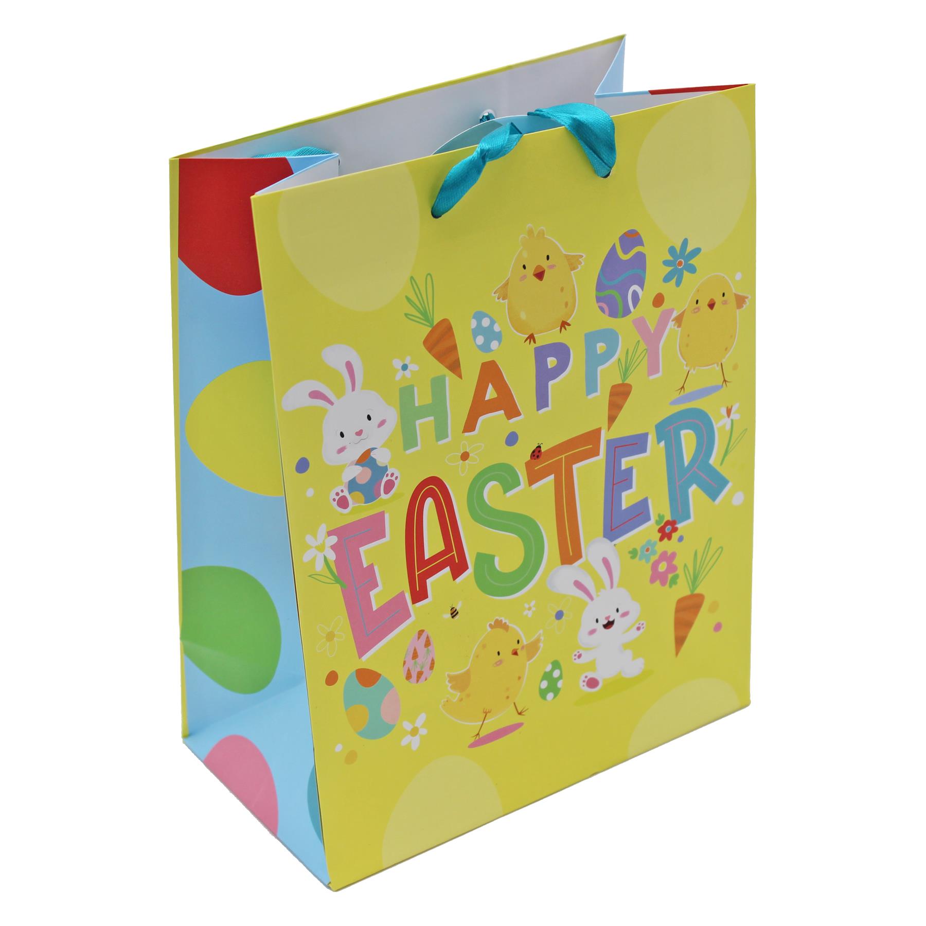 Easter Gift Bags with Tags 2 Pack 23cm x 18cm Happy Easter Mix Designs