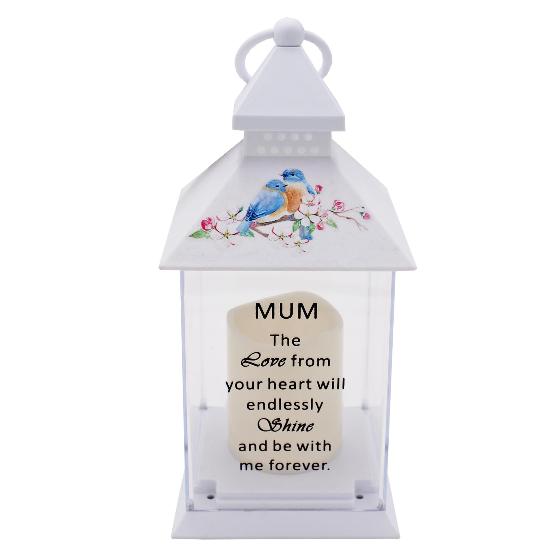 Bluebird Memorial Lantern Battery Operated Indoor and Outdoor Use - Mum