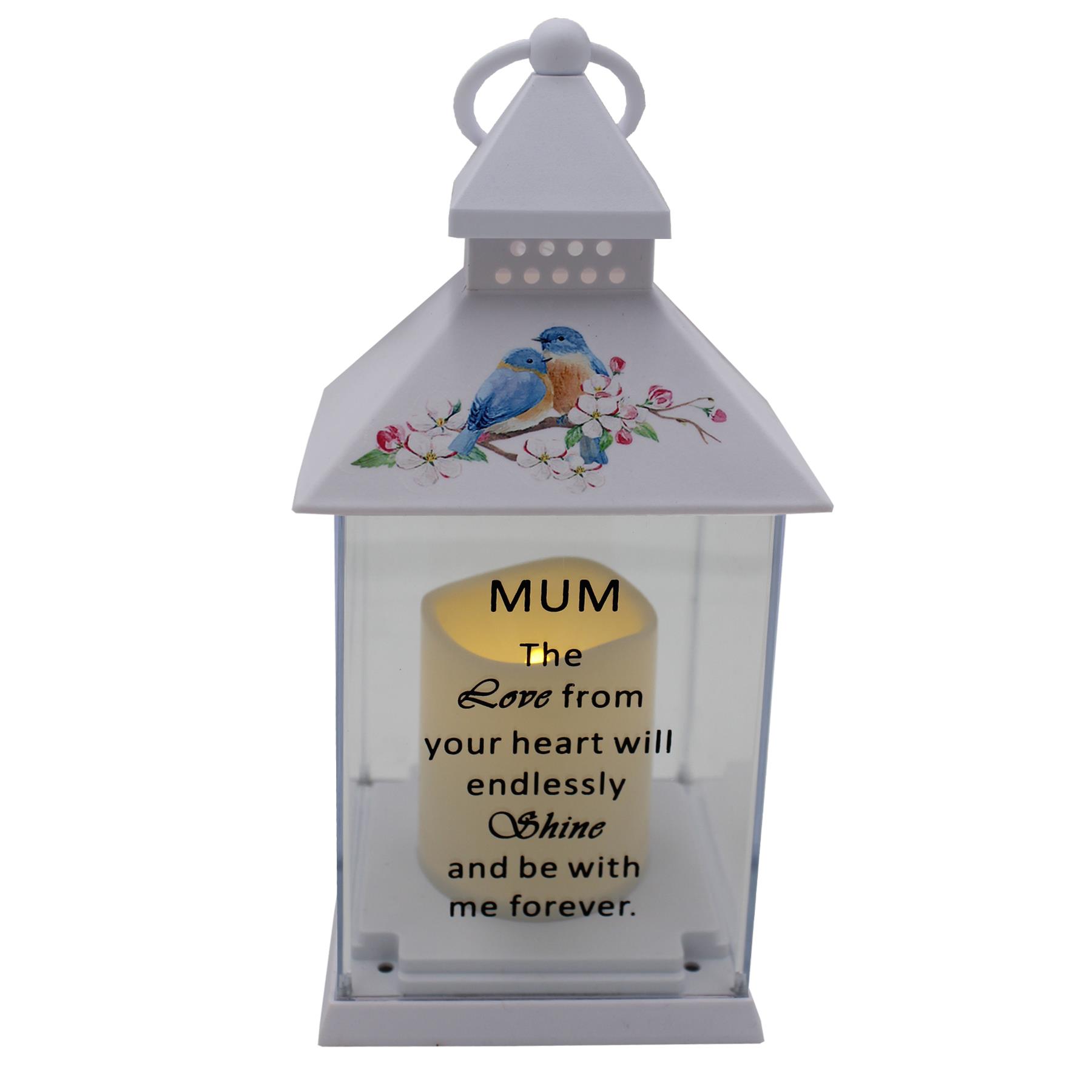 Bluebird Memorial Lantern Battery Operated Indoor and Outdoor Use - Mum