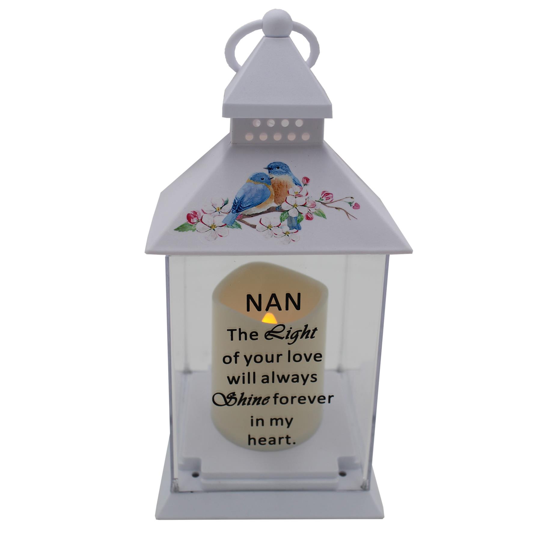 Bluebird Memorial Lantern Battery Operated Indoor and Outdoor Use - Nan