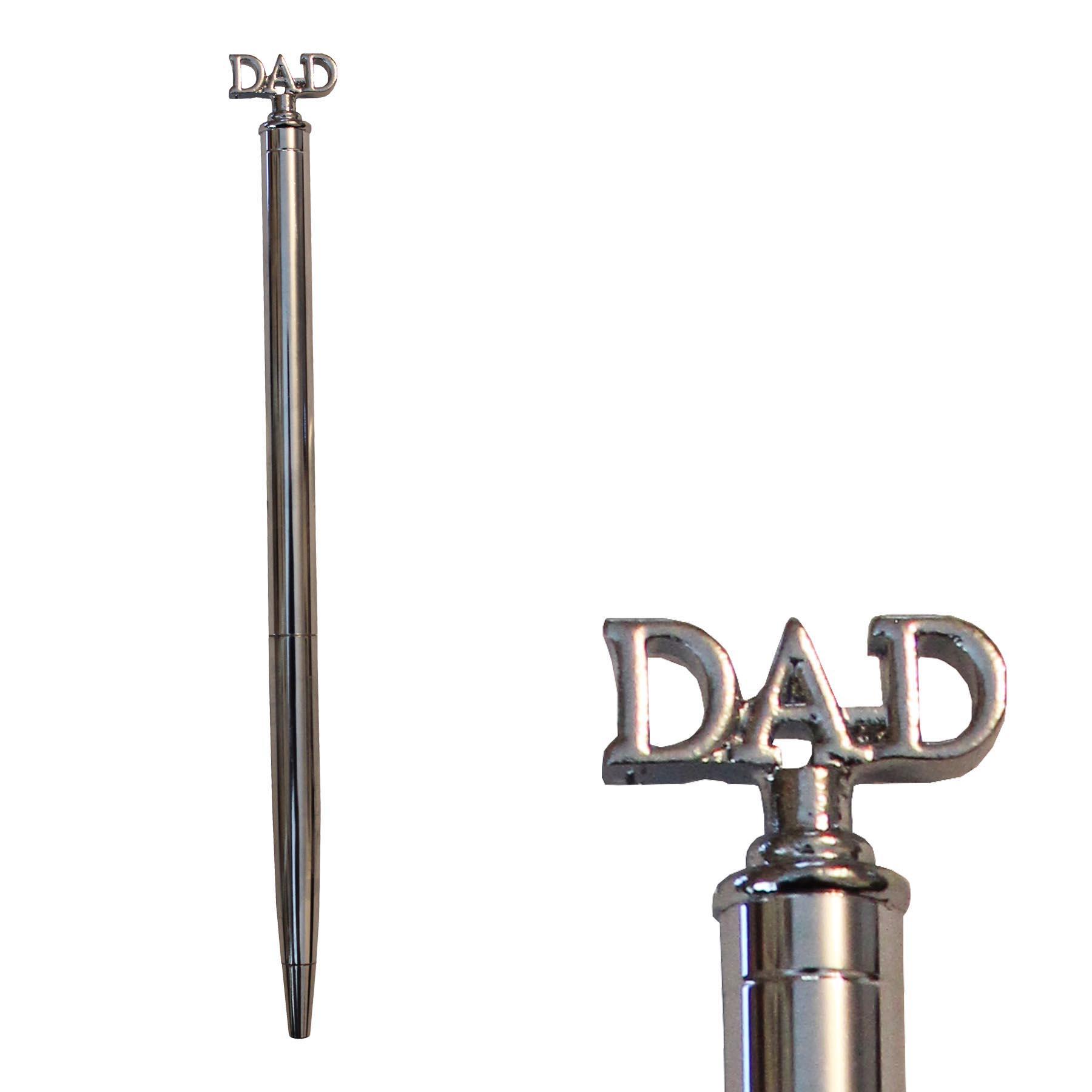 Boxed Silver Barrel Pen with Dad Word Top Ideal Father's Day Gift