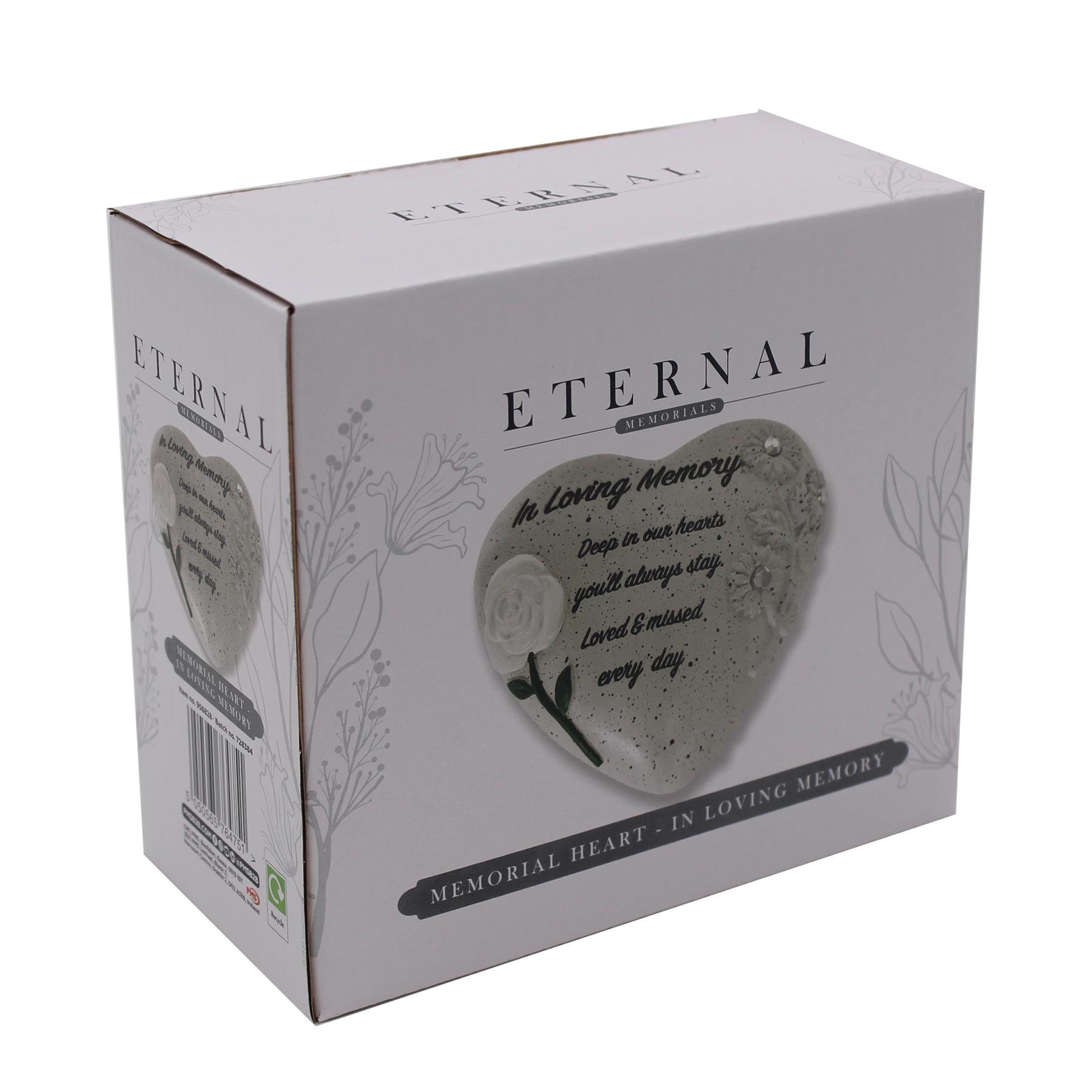 Memorial Heart Plaque with Flower and Wording Polyresin - In Loving Memory