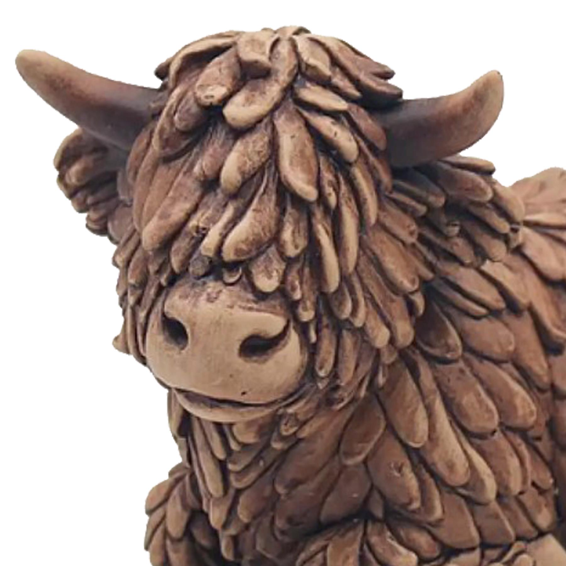 Highland Cow Ornament 18cm Gift - Lying Down Hughie Cow with Calf