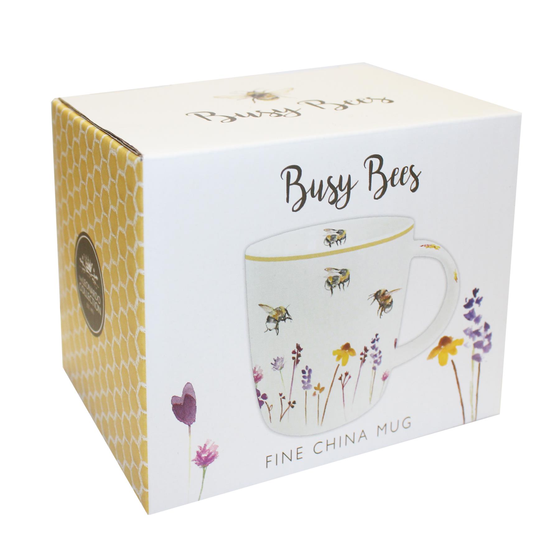 Fine China Mug - Ideal for Mothers day, Birthday - Floral busy Bees Design