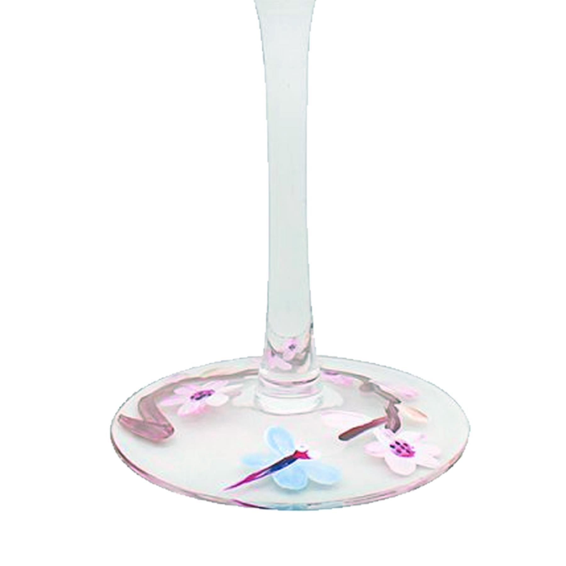 Balloon Gin Glass with Hand Painted Blossom with Dragonfly Design Gift Boxed