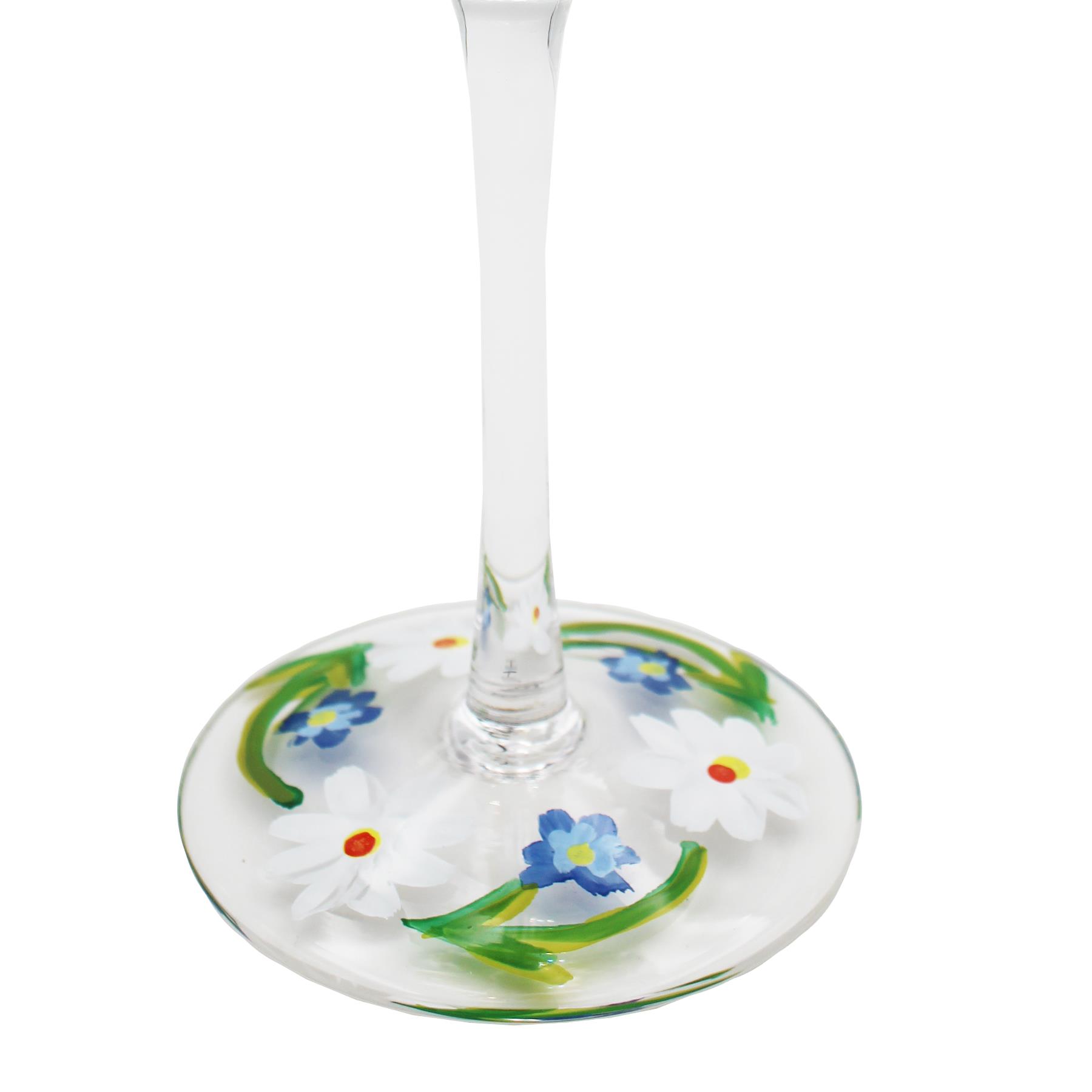 Balloon Gin Glass with Hand Painted Dainty Daisies Design Gift Boxed