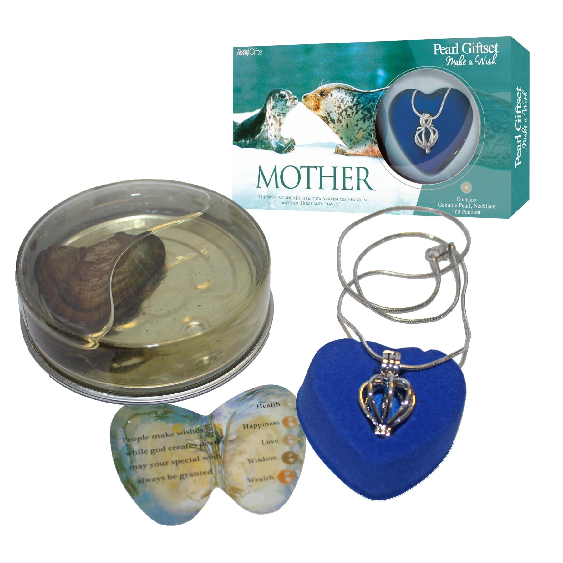 Mother Wish Pearl and Pendant Necklace Gift Set