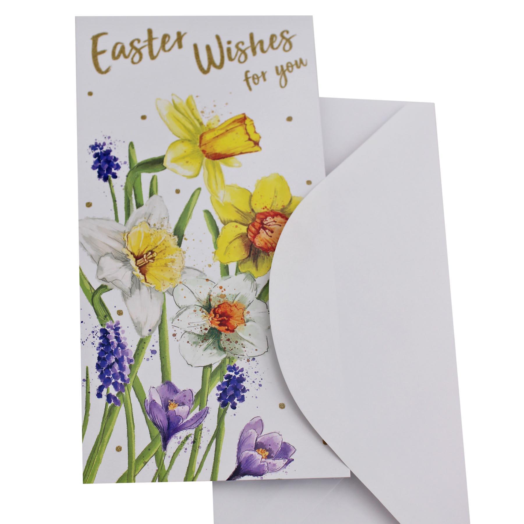 Easter Card Money Wallet with Envelope Daffodil Design