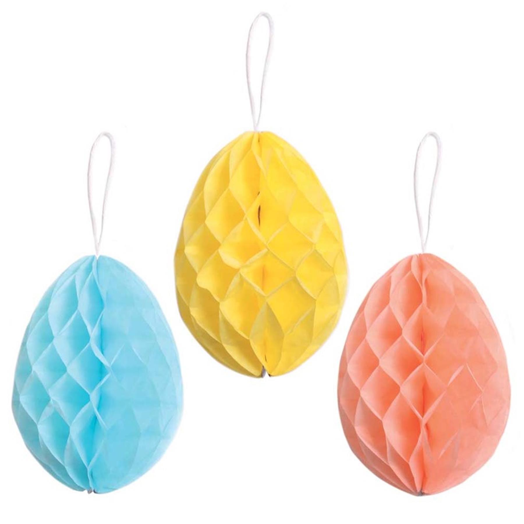 Easter Honeycomb Eggs 3 Pack 25cm Multicolour Hanging Decorations