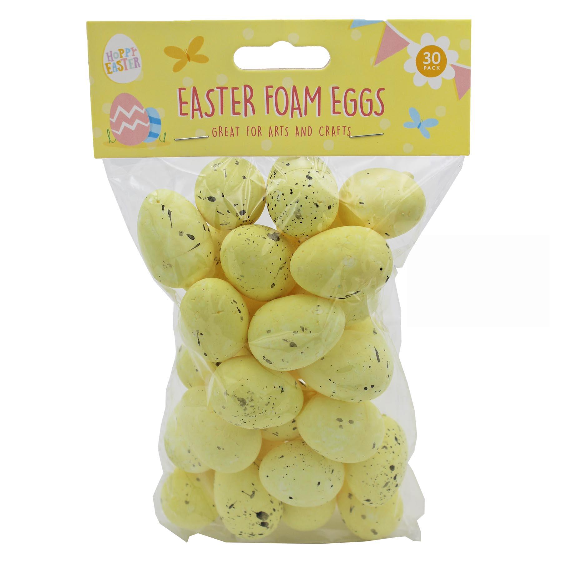 Easter Foam Eggs 30 Pack Ideal for Crafts and Easter Egg Hunts - Yellow