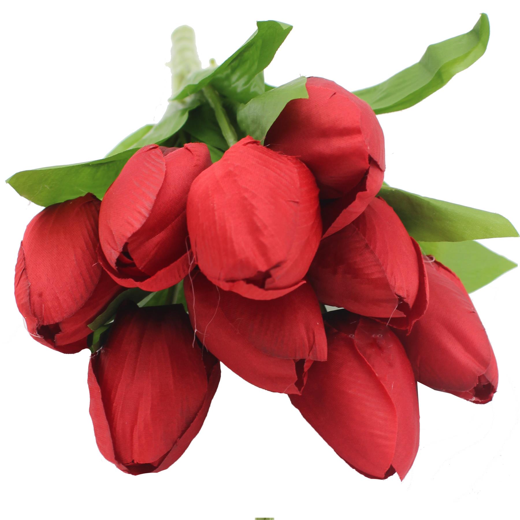 Artificial Tulips Flowers for Wedding Valentines Memorial Graveside - Red
