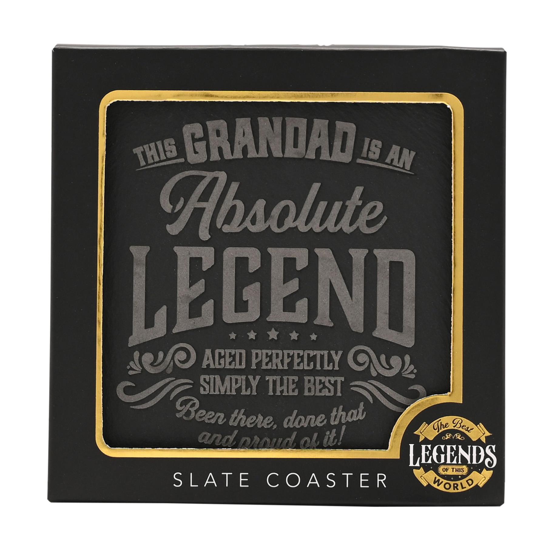 Legend Slate Coaster by Harvey Makin Father's Day Gift - Grandad