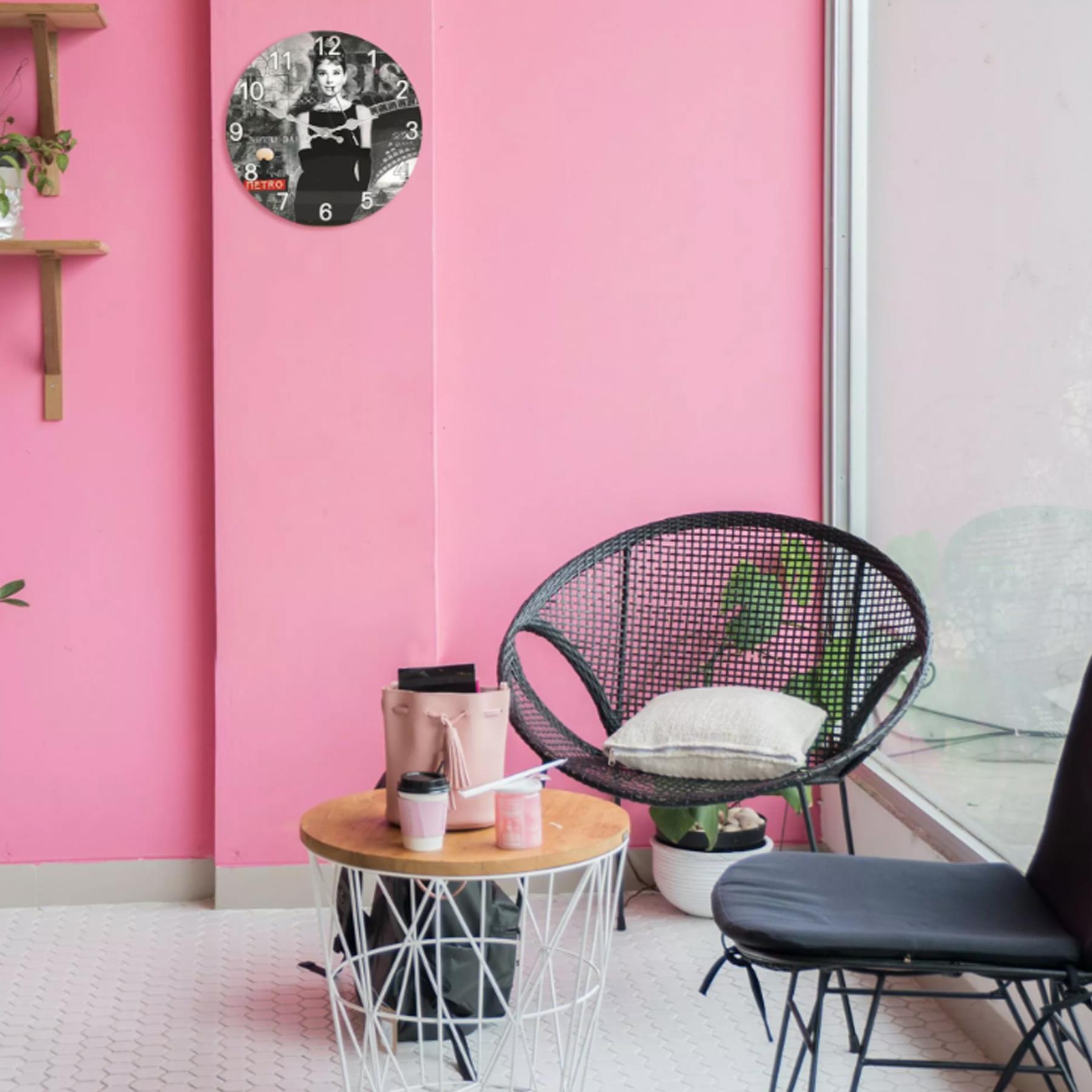 Glass Wall Clock Famous Faces Unofficial 30cm - Audrey Hepburn