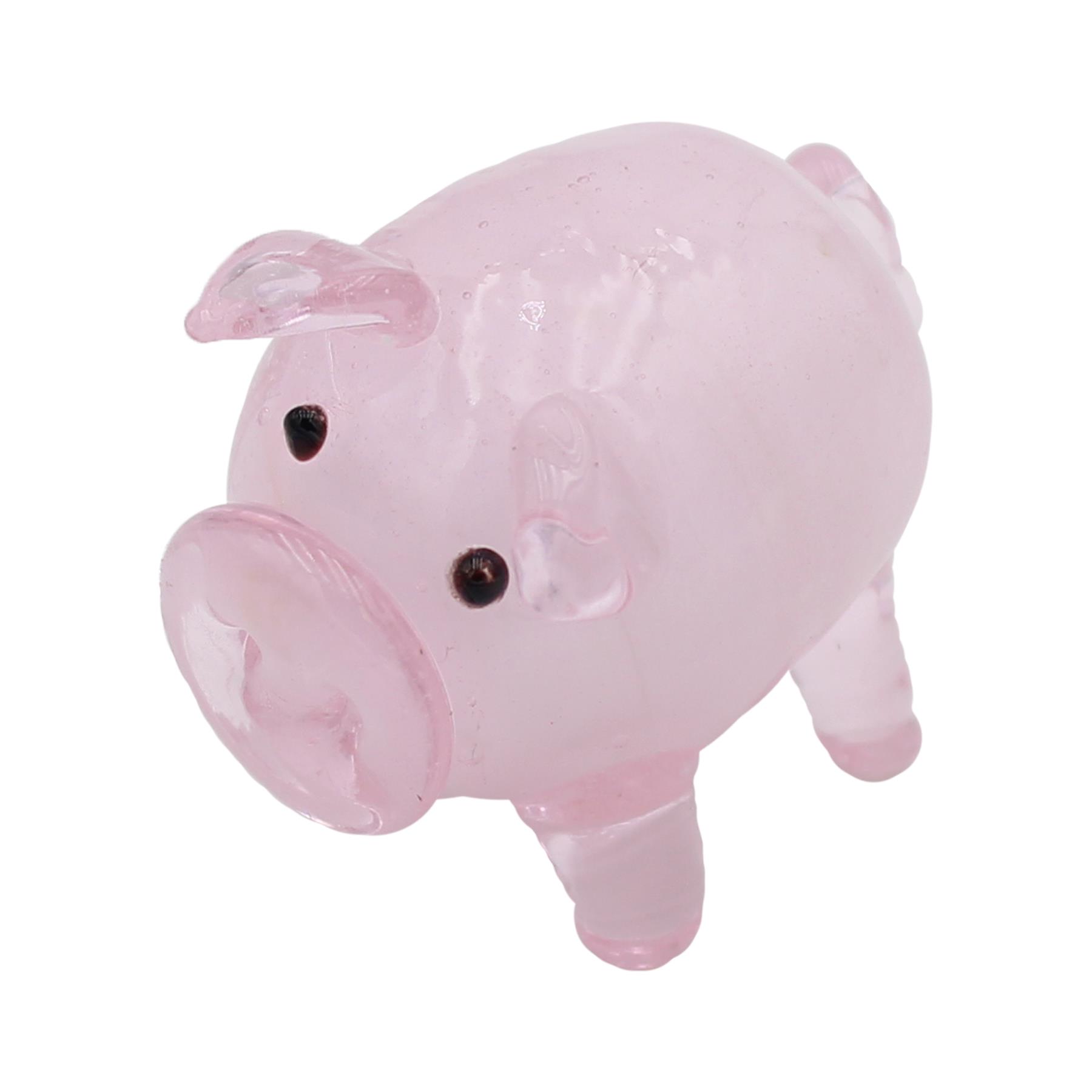 Objet D'art Glass Animal Ornament Mini Room Decoration - Pink Pig