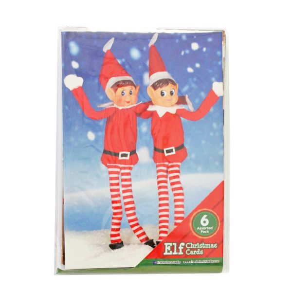 Christmas Cards with Envelopes 6 Pack Fun Naughty Elf Designs