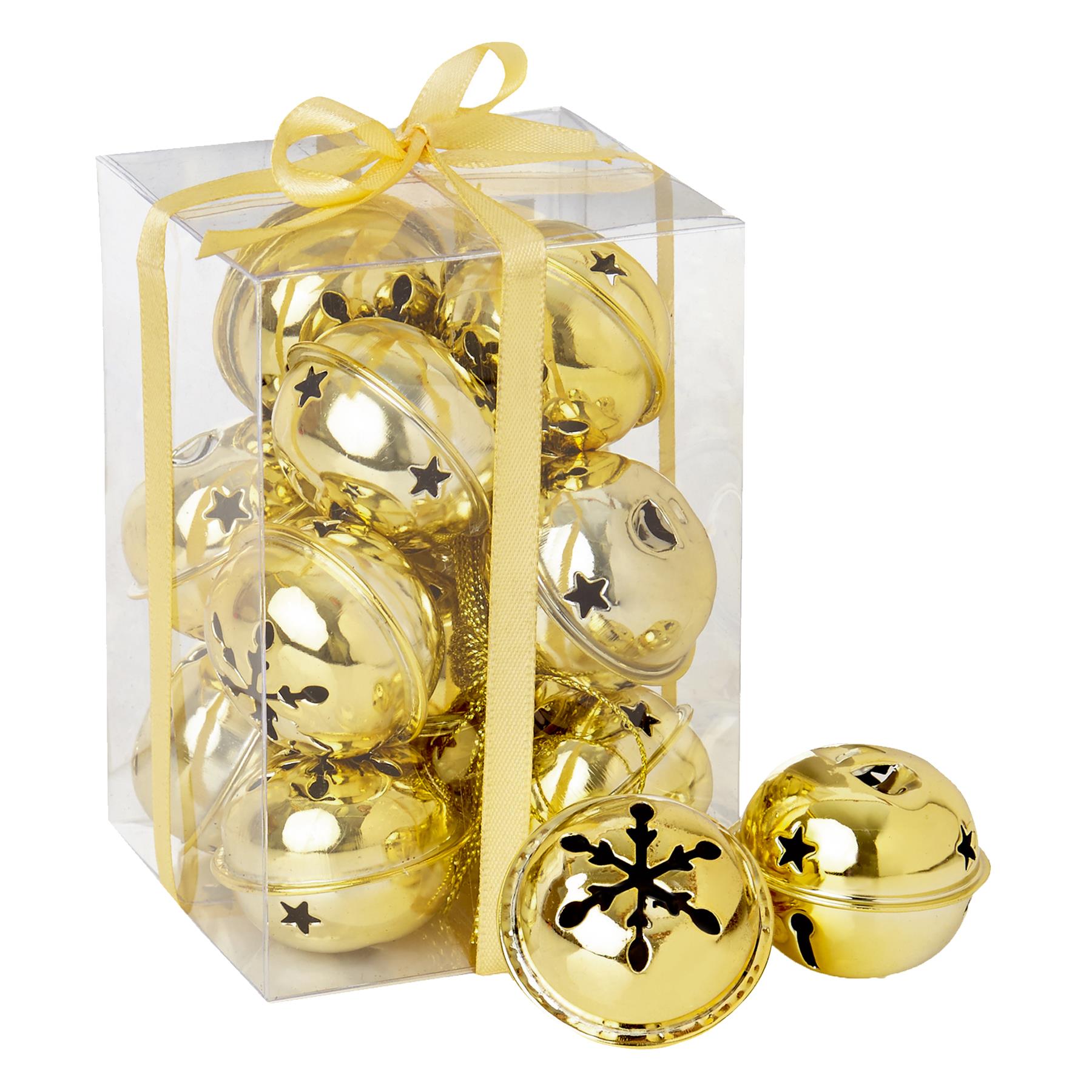 100 Packs of 12 Jingle Bell Baubles Gold Christmas Tree Decorations