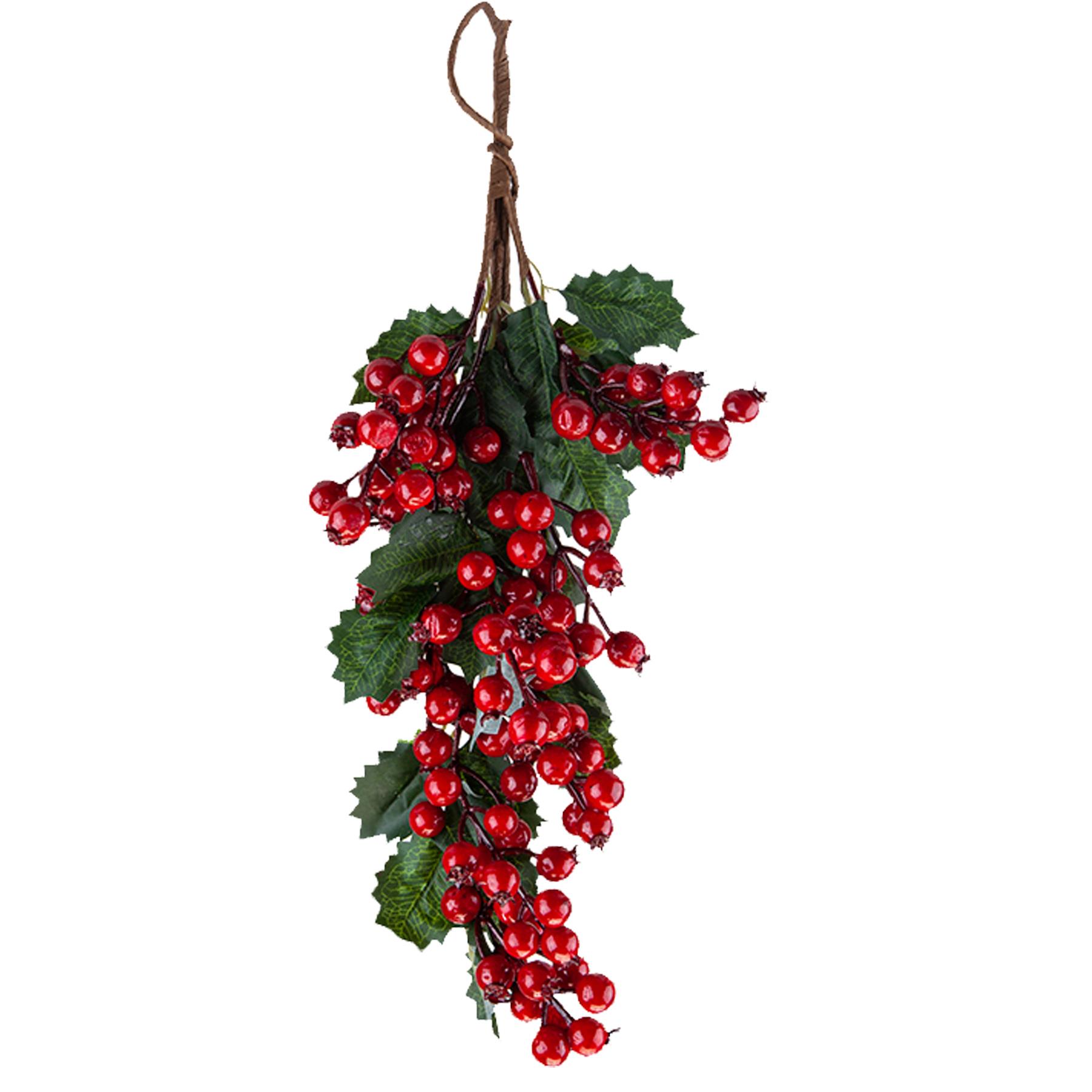 Christmas Door Hanger 42cm Artificial Red Berry Drop Decoration