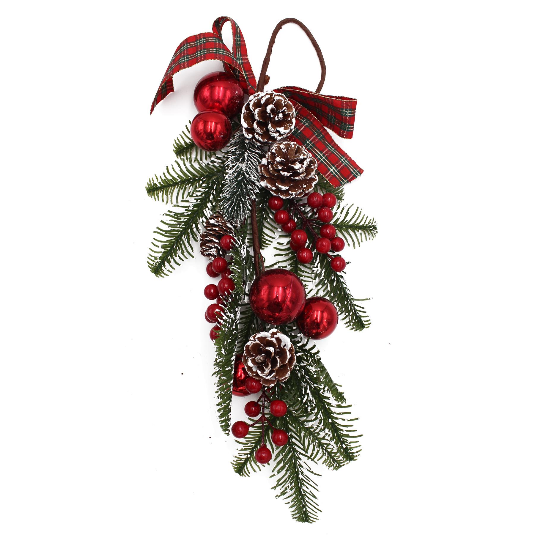 Christmas Door Hanger 50cm Artificial Berry and Bauble Drop Decoration