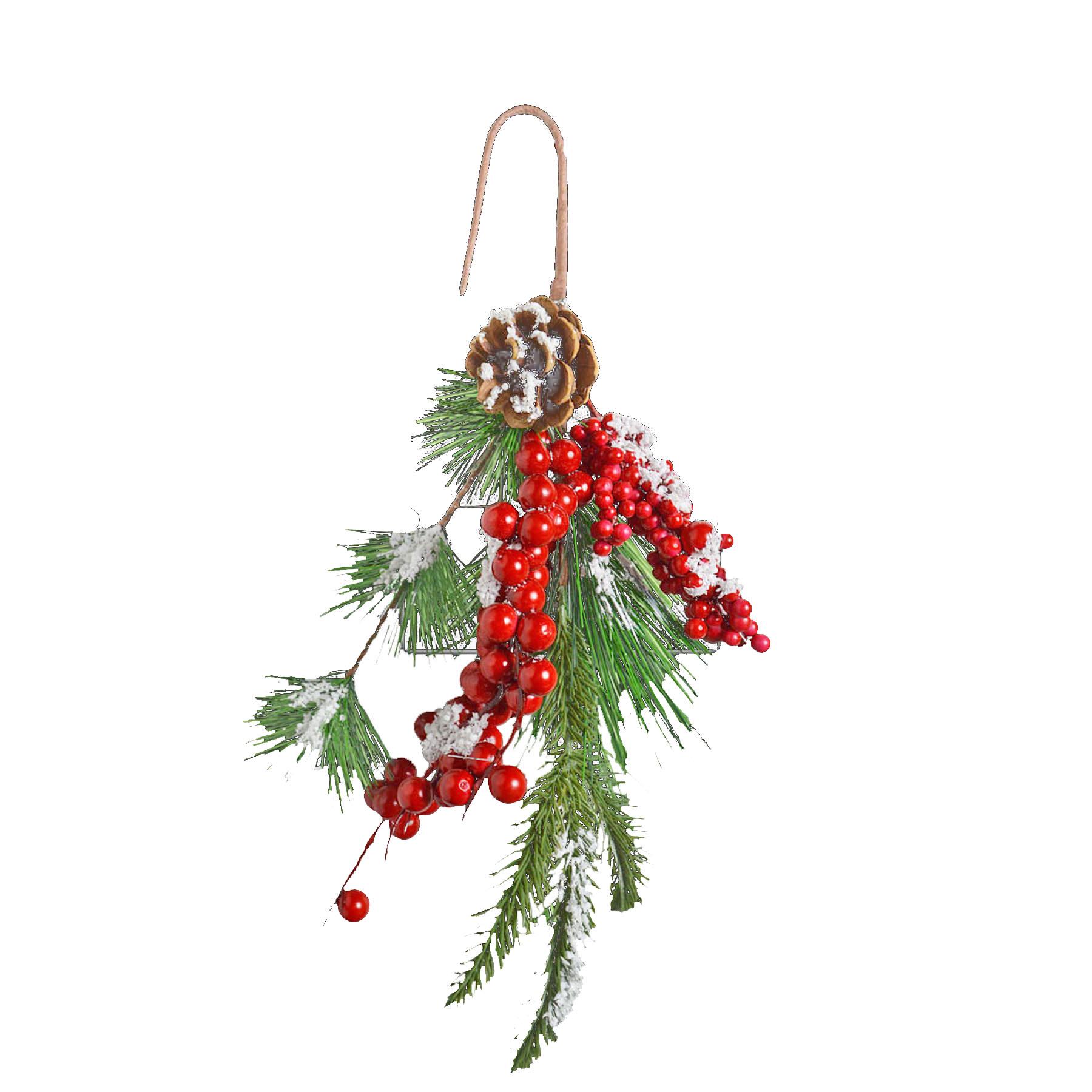 Christmas Door Hanger 40cm Artificial Red Snowy Berries Decoration