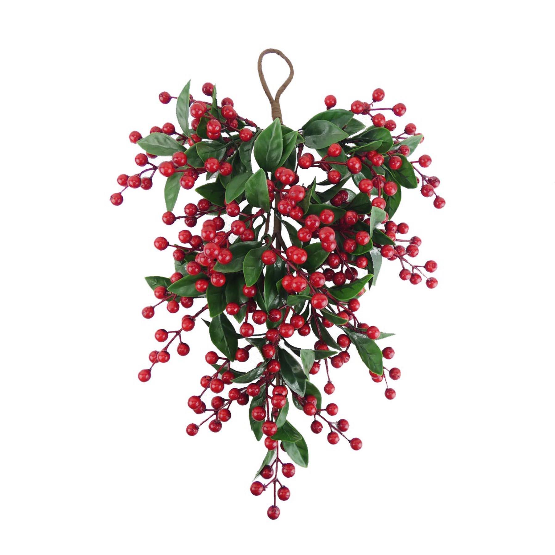Christmas Door Hanger 46cm Artificial Bay and Red Berry Decoration