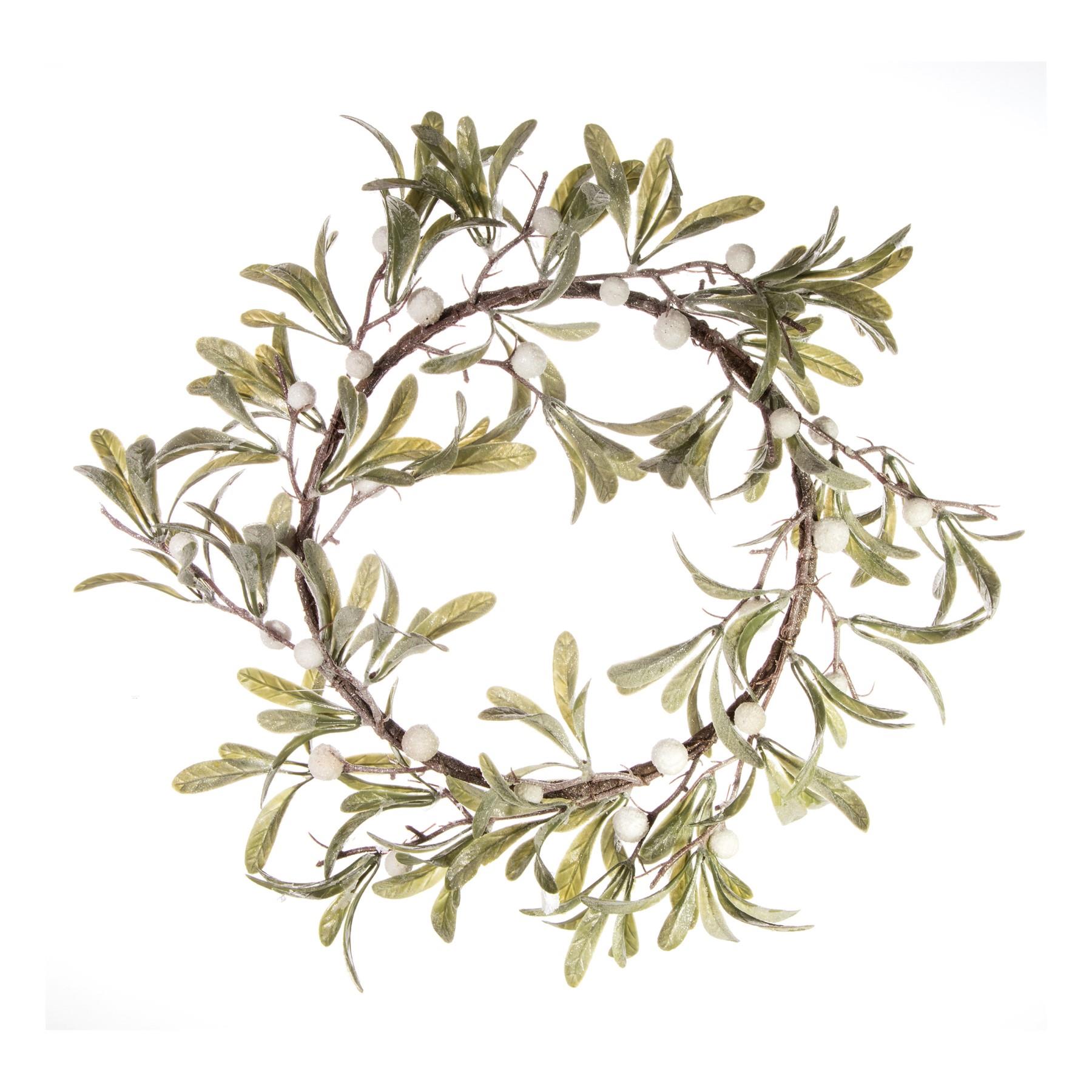 Christmas Mistletoe Wreath 35cm Glittery Artifical Door Decoration