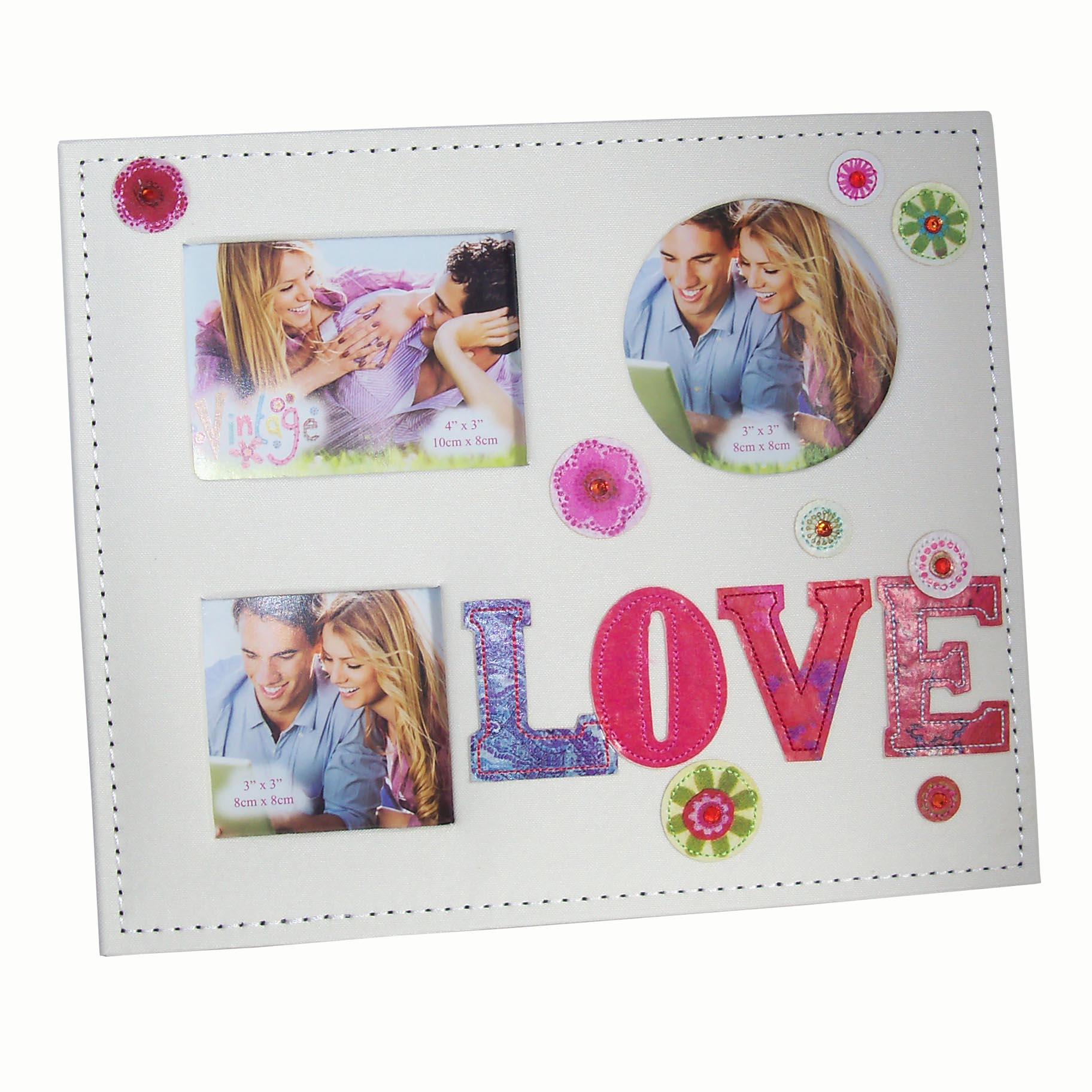 Valentine Photo Frame 3 Aperture Love Design Free Standing Ideal Gift