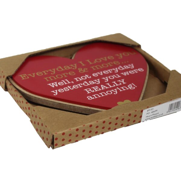 Valentine Heart Plaque Red Hanging Decoration Everyday I Love You More and More...