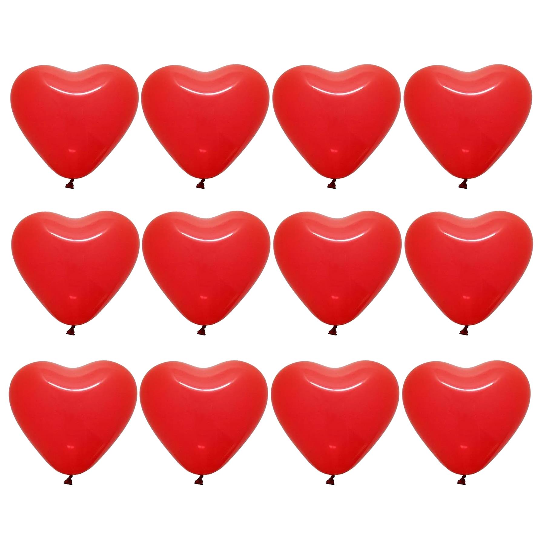 Pack of 12 Heart Balloons Red Valentines Decorations