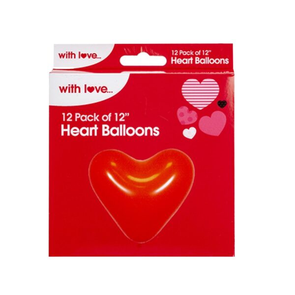 Pack of 12 Heart Balloons Red Valentines Decorations