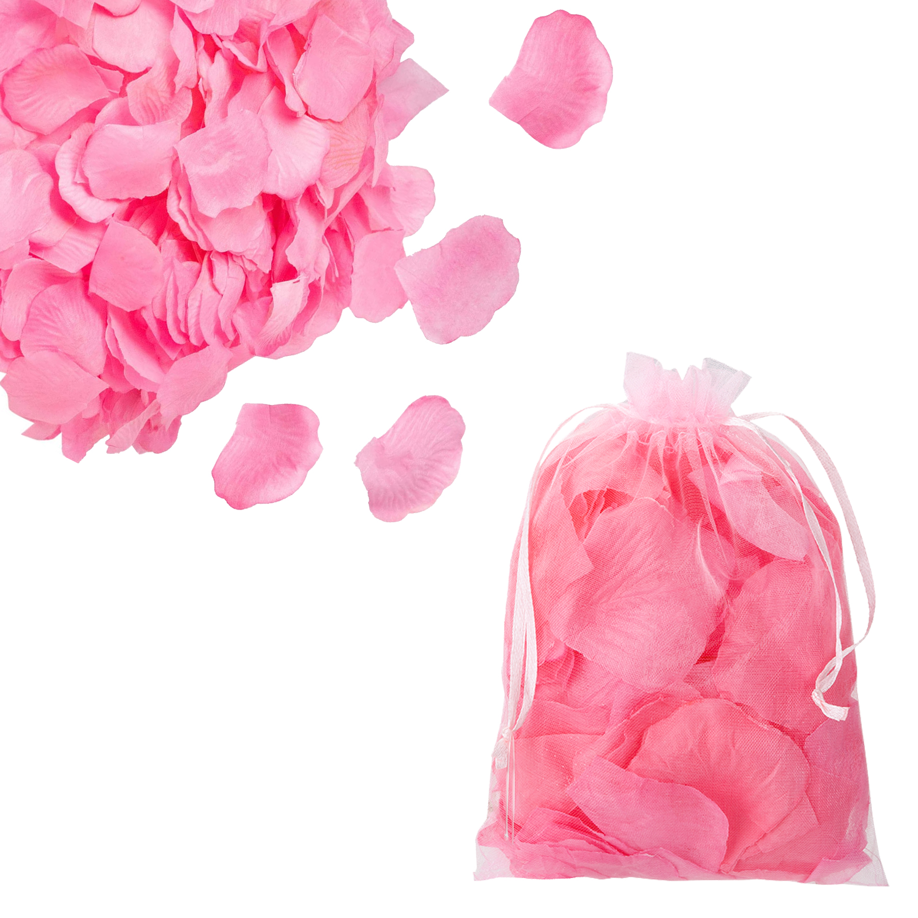 Valentines Day Pink Rose Petals in Organza Bag Pack of 160