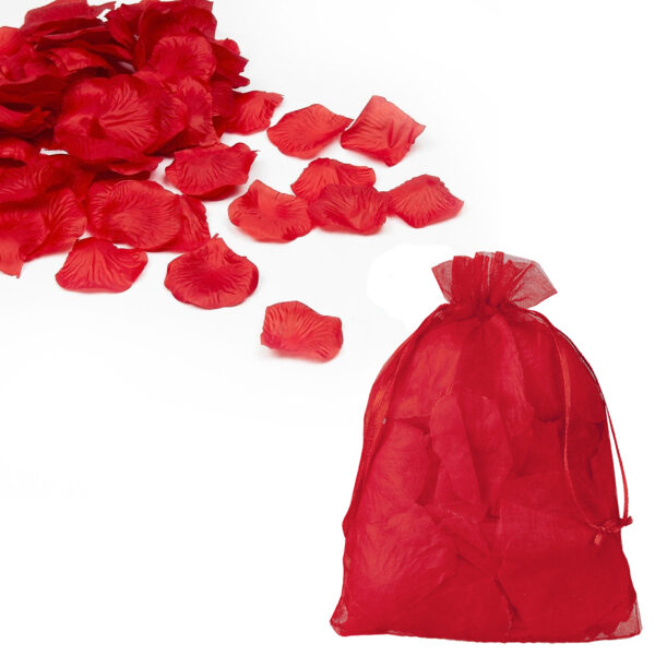 Valentines Day Red Rose Petals in Organza Bag Pack of 160