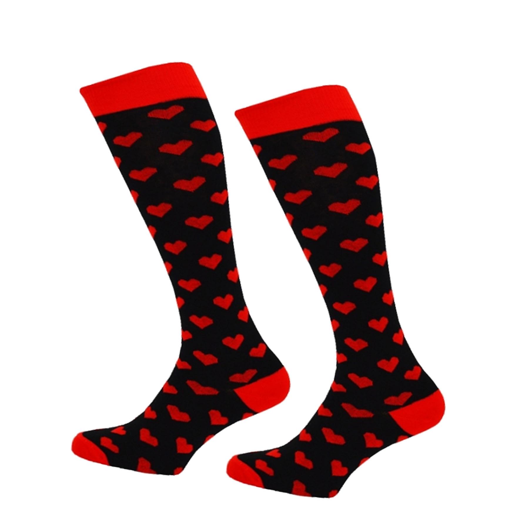 Men's Socks Black with Red Hearts Size 6 - 10 Valentines Gift