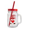 Glass Mason Jar with Reusable Straw Gonk Design Valentine's Day