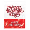 Cake Topper Happy Valentine's Day Red Glitter Finish on Stick